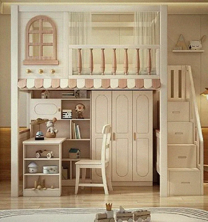 Etagenbett Bett Schreibtisch +Schrank Multifunktion Hochbett Kinderhochbett