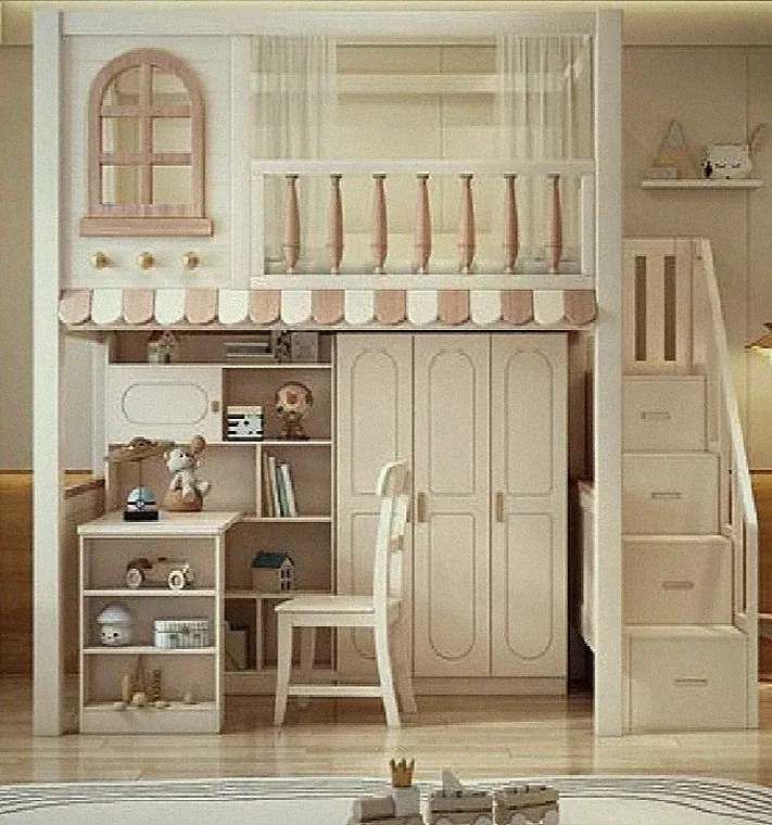Etagenbett Bett Schreibtisch +Schrank Multifunktion Hochbett Kinderhochbett