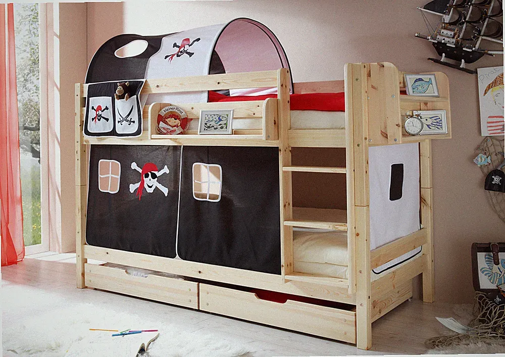 Etagenbett Doppelbett Marcel Kiefer massiv Natur mit Farbauswahl