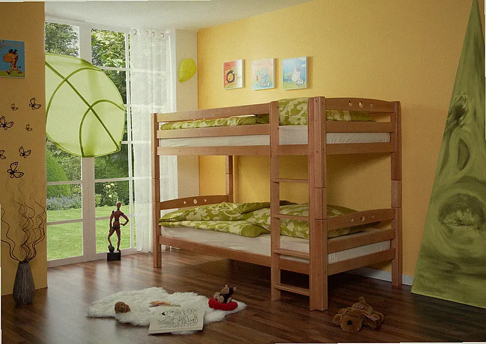 Etagenbett Doppelbett Stockbett Lupo Buche massiv Natur teilbar