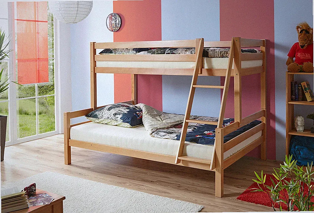 Etagenbett Doppelbett Stockbett Maxim teilbar Buche massiv Natur 90/140 x 200 cm