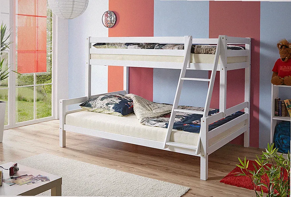 Etagenbett Doppelbett Stockbett Maxim teilbar Buche massiv Weiss 90/140 x 200 cm