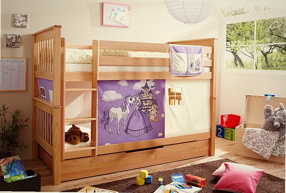 Etagenbett Doppelbett Stockbett Sammy teilbar Buche massiv Natur mit Farbwahl