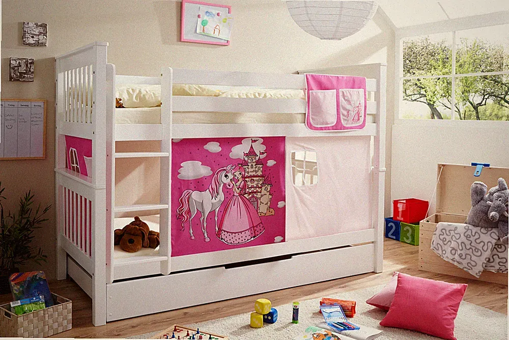 Etagenbett Doppelbett Stockbett Sammy teilbar Kiefer massiv Weiss mit Farbwahl