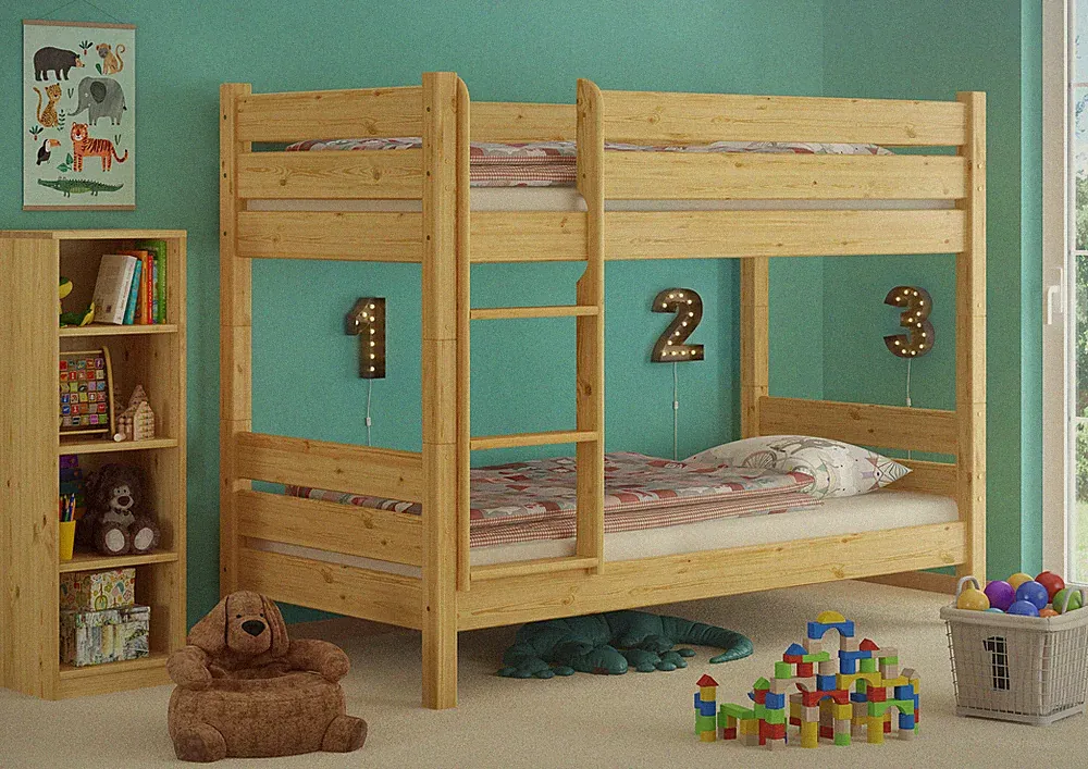 Etagenbett extra stabil 80x190 Stockbett Nische 80 teilbar mit wählbarem Zubehör