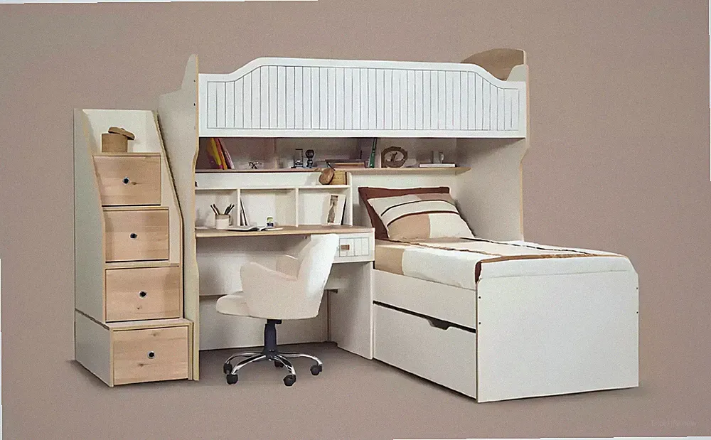 Etagenbett Hochbett Bett Doppelstockbett mit Schreibtisch Zwei Betten