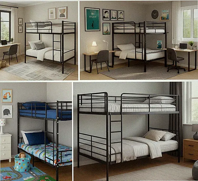 Etagenbett Hochbett Jugendbett Doppelstockbett Kinderbett Metall 200x100x150