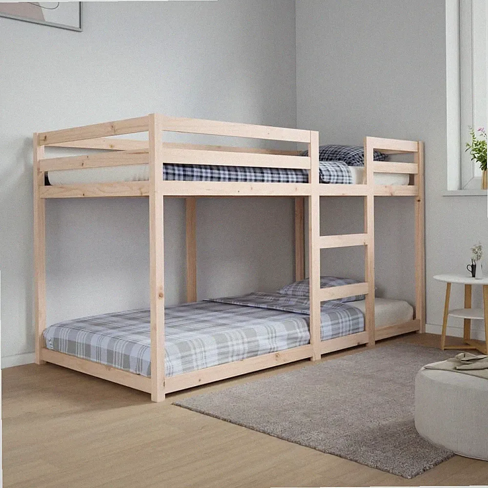 Etagenbett Hochbett mit Leitplanken Holzbett Stockbett Schlafzimmer Einzelbett
