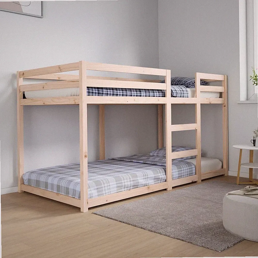 Etagenbett Hochbett mit Leitplanken Holzbett Stockbett Schlafzimmer Einzelbett