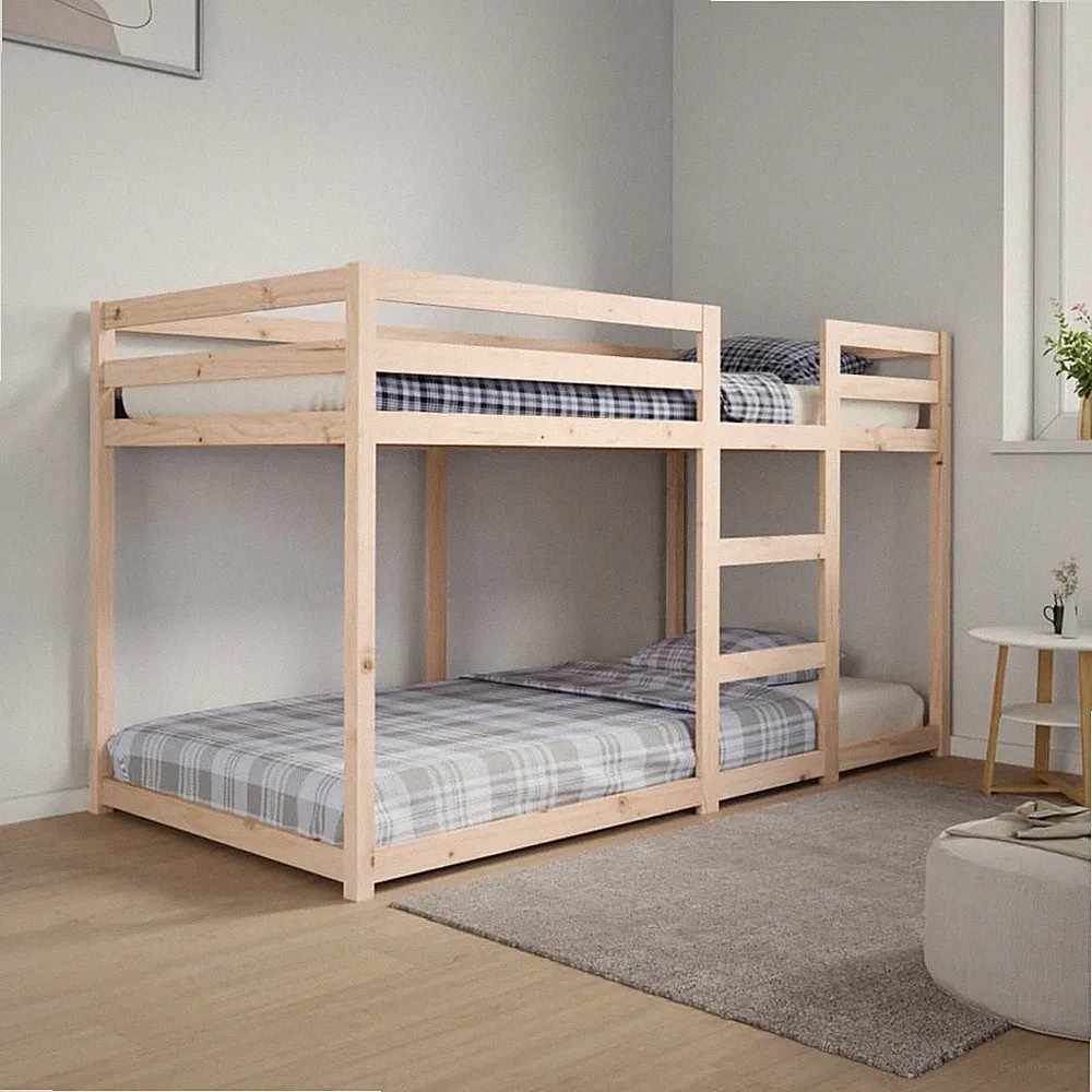 Etagenbett Hochbett mit Leitplanken Holzbett Stockbett Schlafzimmer Einzelbett