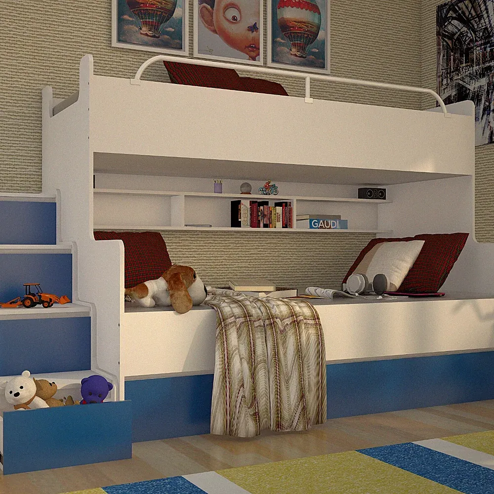 Etagenbett, Hochbett, Spielbett, Kinderbett mit Schublade, Matratzen JSM-3 Matt