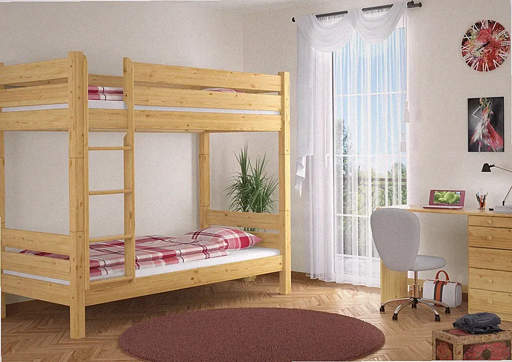 Etagenbett Kiefer natur 100x220 Nische 100 Stockbett teilbar Zubehör wählbar