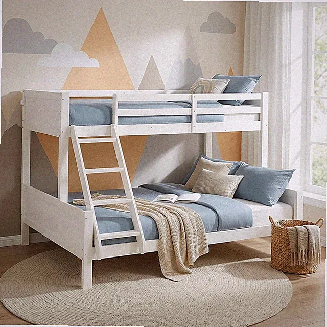 Etagenbett Kinderbett 90x200 & 140x200 cm Weiß Holz mit Lattenrost Homestyle4u