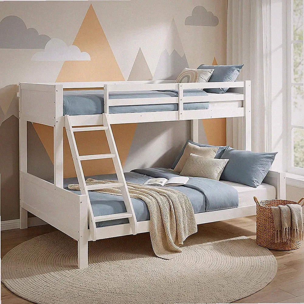 Etagenbett Kinderbett 90x200 & 140x200 cm Weiß Holz mit Lattenrost Homestyle4u