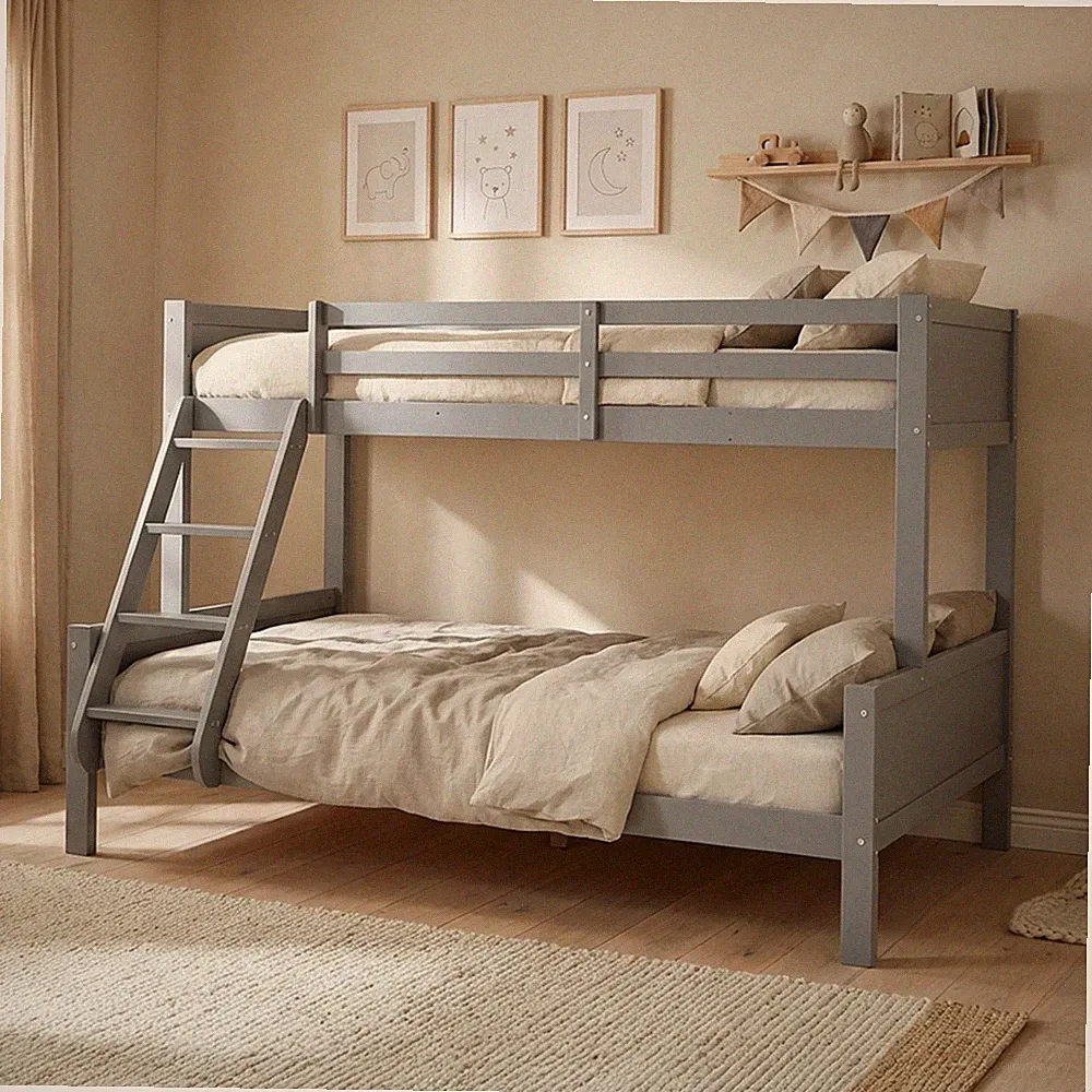 Etagenbett Kinderbett 90x200 140x200 Grau Kiefer Massiv Lattenrost Homestyle4u