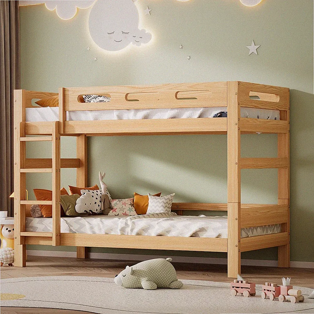 Etagenbett Kinderbett 90x200cm Kiefer trennbar 2 Einzelbetten Natur FSC