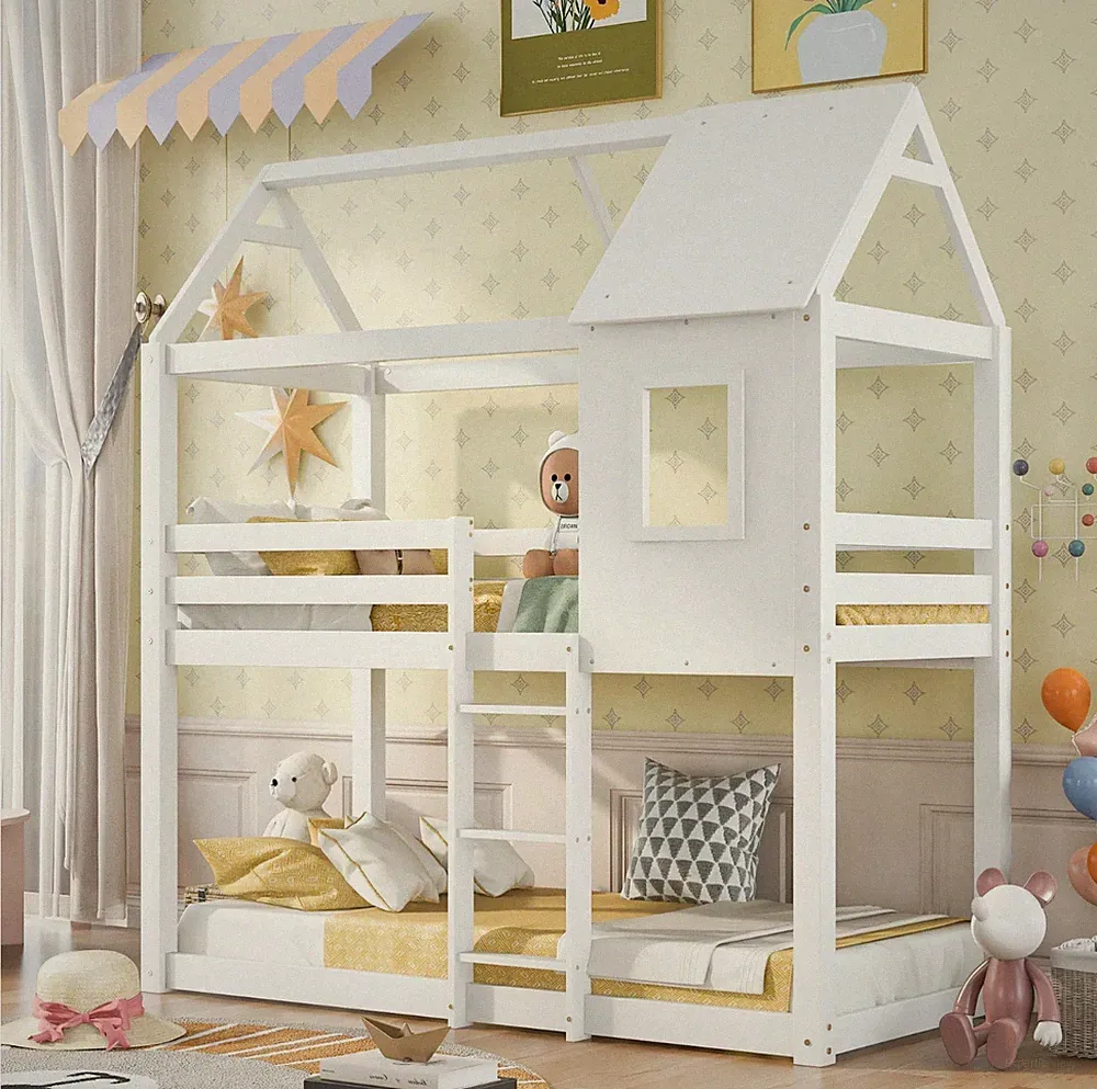 Etagenbett, Kinderkabinenbett, Einzelbett Kinder, Zweibettschlaf, massives Kiefernholz 3 Fuß