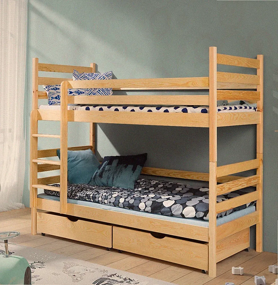 Etagenbett Massivholz Kiefer 2 Schubladen Kinderbett Jugendbett 80x170 Holzbett