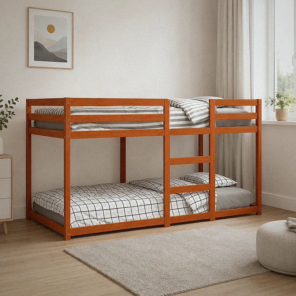 Etagenbett Massivholz Kiefer Wachsbraun Kinderbett Stockbett | 80 x 200 cm