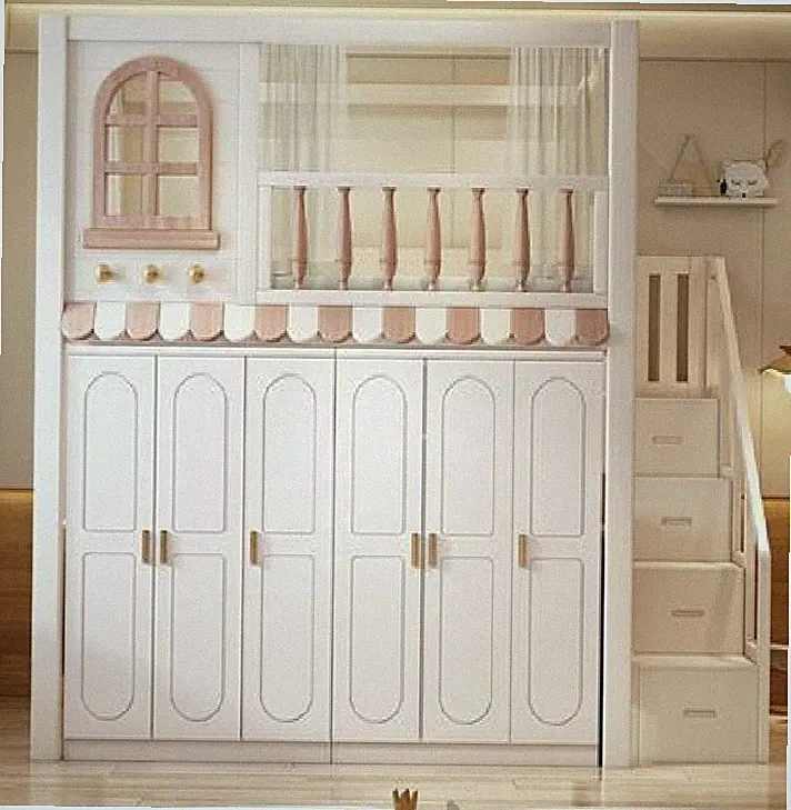 Etagenbett+Schrank Multifunktion Hochbett Kinderbett Kleiderschrank Holzbett