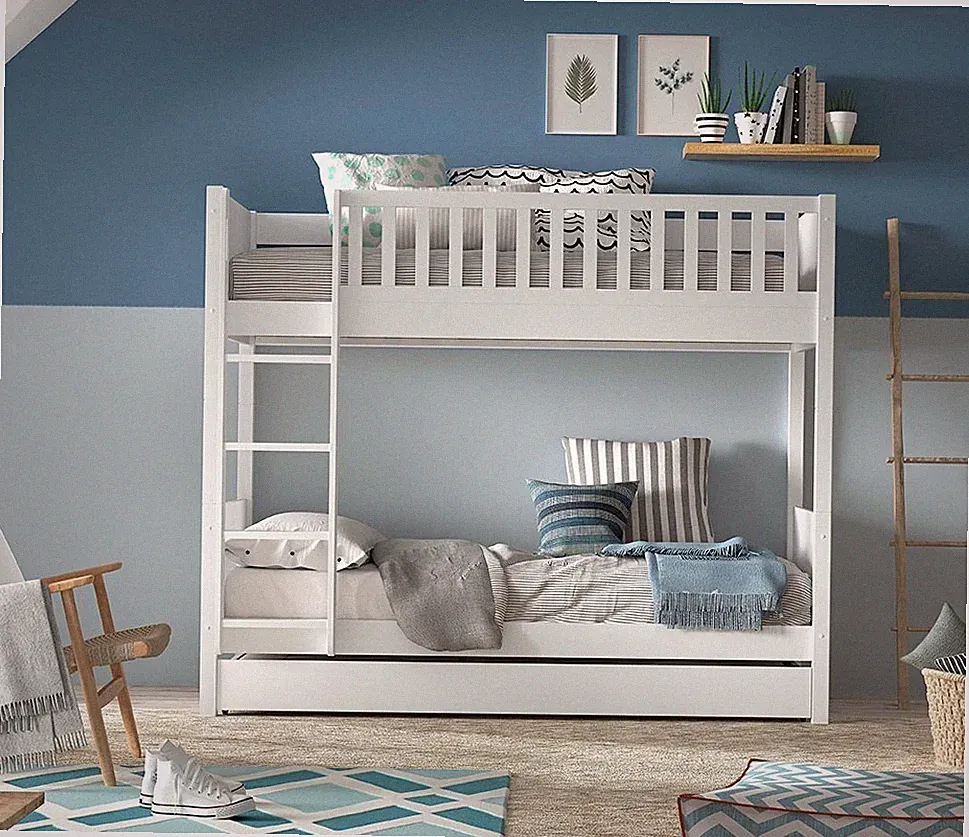 Etagenbett Stockbett Kinderbett 90x200 Weiß Holz Hochbett Bettschublade Möbel