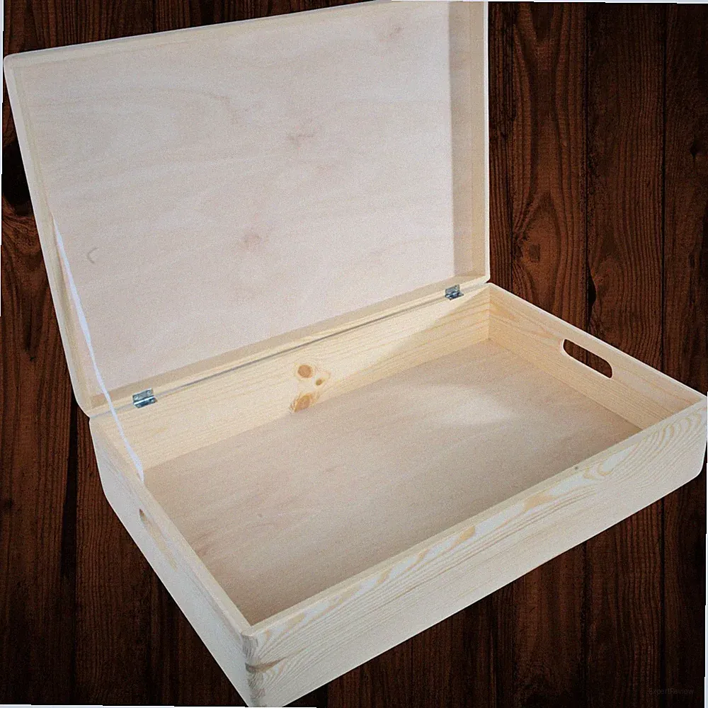 Extra große flache Holz-Aufbewahrungstruhe Spielzeugkiste Organizer mit Deckel unter dem Bett