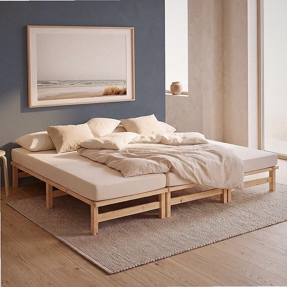 Familienbett 270x200 Bett Bettgestell mit Lattenrost Holzbett Massiv Homestyle4u