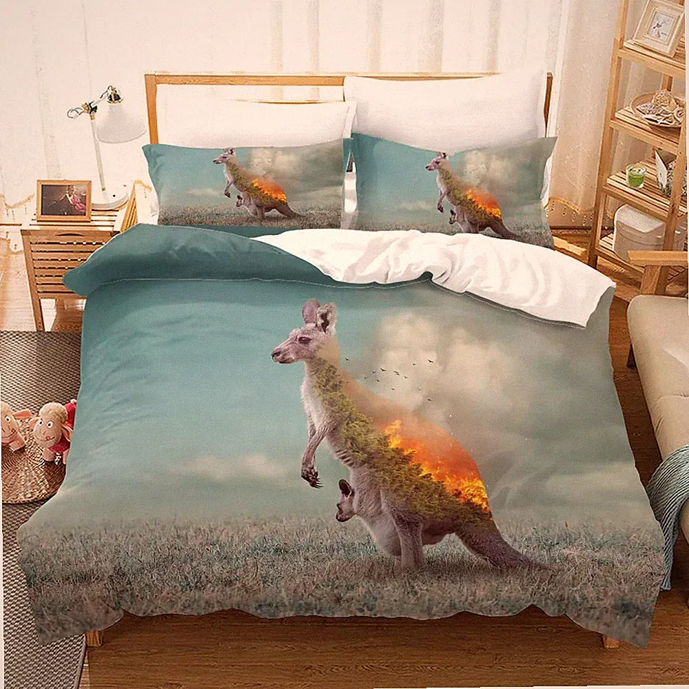 Feuer Känguru Quilt Abdeckung Bett bezug Einzel größe Bettwäsche Dekor/anpassbar