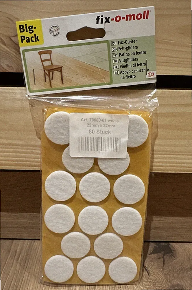 Filz-Gleiter Set 80 Stück 22mmx22mm rund Big Pack Fix-O-Moll selbstklebend