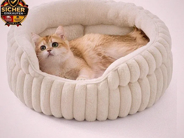 Flauschiges Katzenbett für Wohnungskatzen - 51 x 51 cm kleines rundes