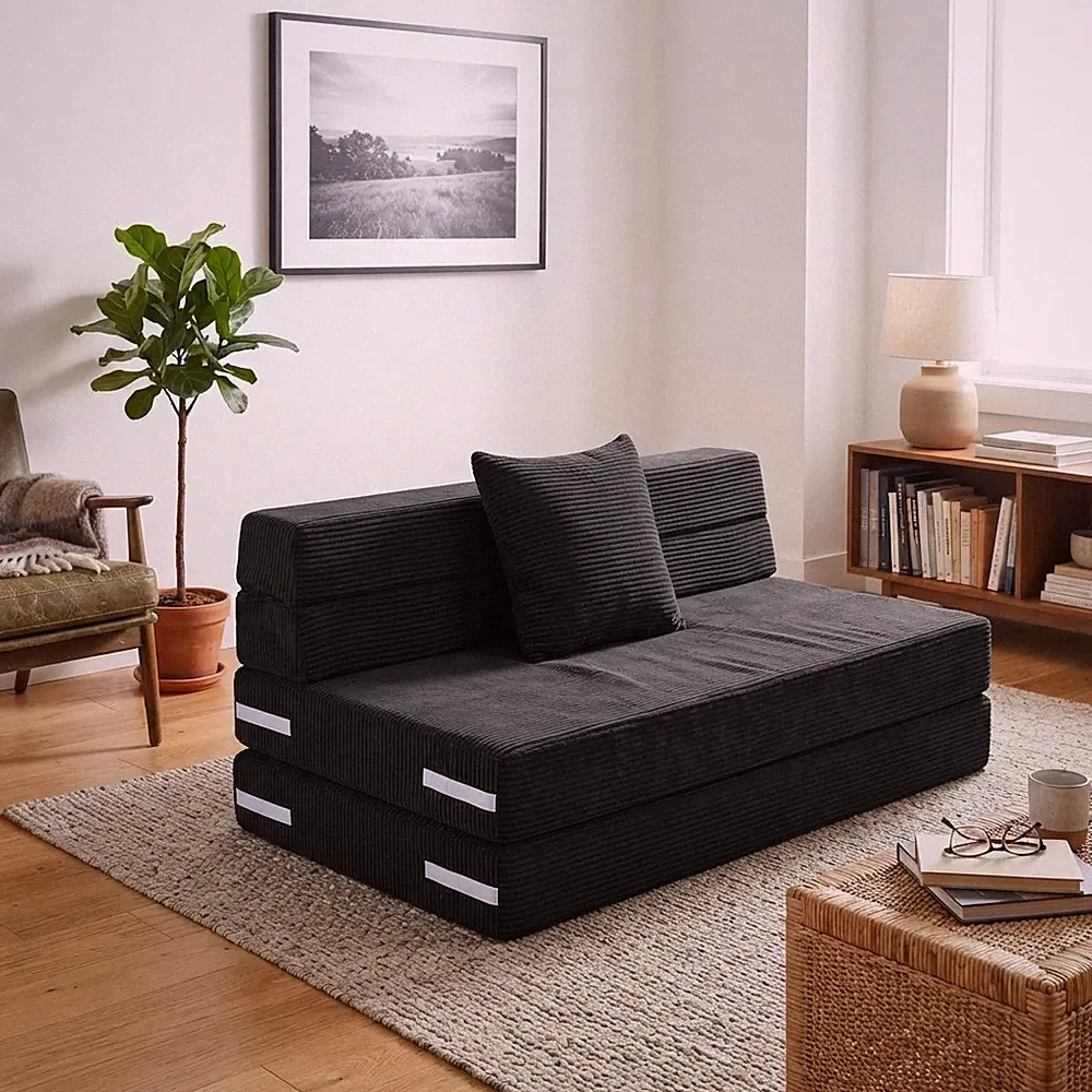 Fleckenresistentes Schlafsofa aus hochdichtem Schaumstoff - faltbare Doppelmatratzenlösung