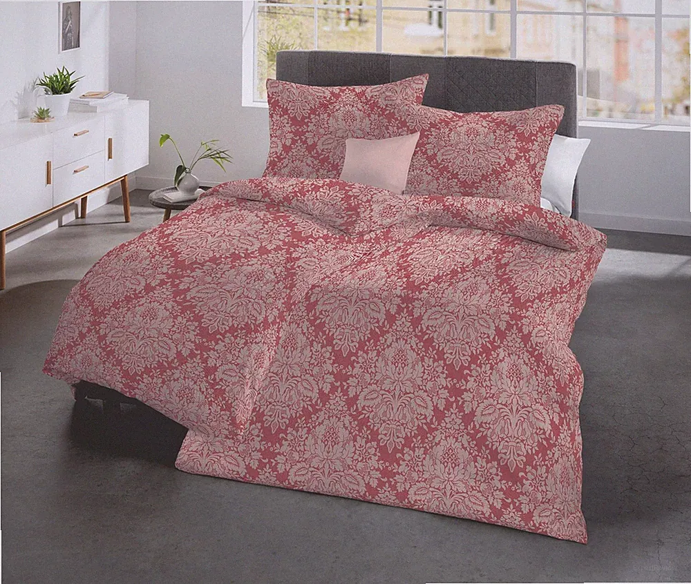 Fleuresse Lech Edelflanell Bettwäsche 200x220 Ornamente Barock rot 603739-4