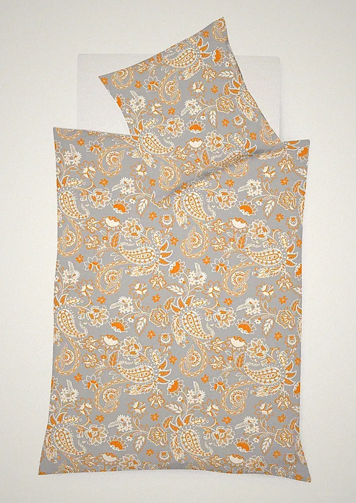 Fleuresse Mako-Satin Bettwäsche 155x220 Paisley gold grau 114285-03