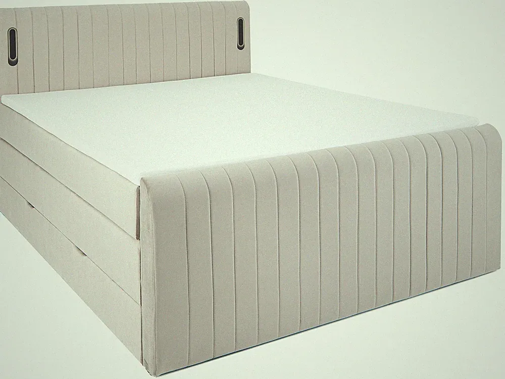 FLY Boxspringbett 140 160 180 200x200 cm mit Bettkasten LED Beleuchtung + Topper