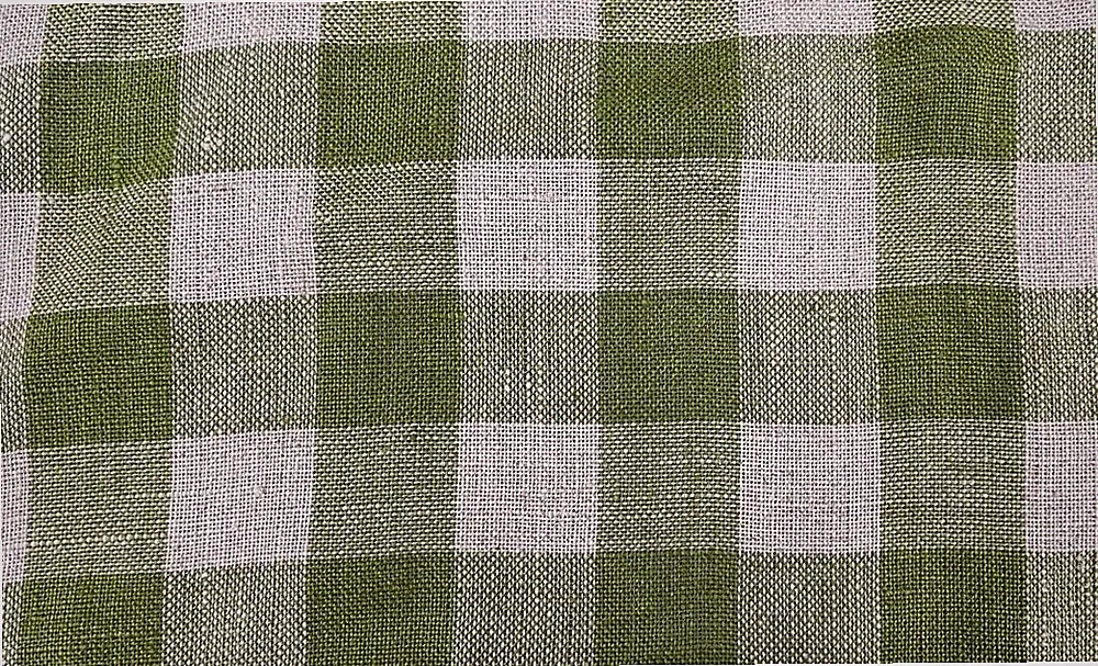 Französischer Vintage 100% Leinen Stoff Gingham Karo Grün Vorhang Rollo Polster