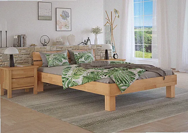 Französisches Bett Futonbett Doppelbett 140x200 Buche Bettrahmen Zubehör wählbar