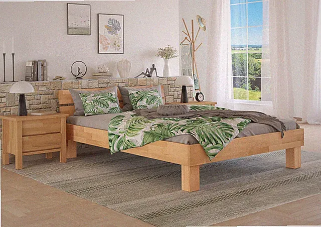 Französisches Bett Futonbett Doppelbett 160x220 Massivholzbett Buche