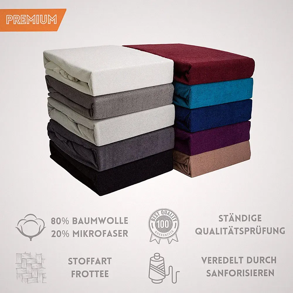 Frottee Spannbettlaken Boxspringbett Wasserbett Bettlaken - 20 Farben - 4 Größen