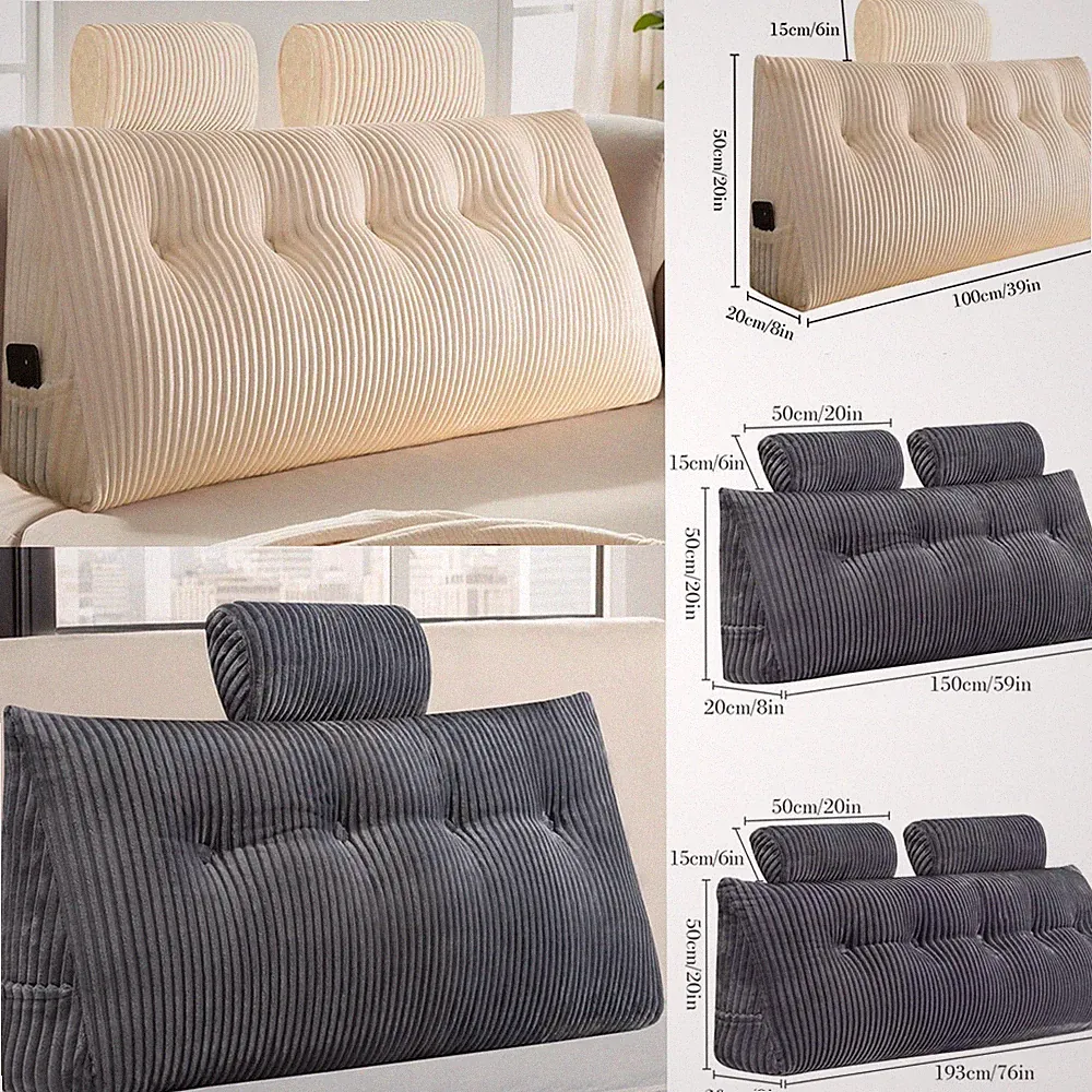 Für Bett Sofa Rückenstützkissen Keilform Rückenlehne Rückenstütze Wendekissen