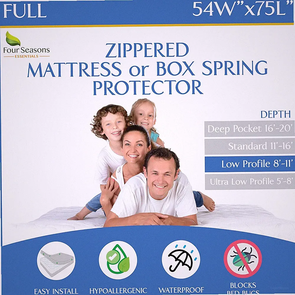 Full Size Matratze oder Boxspring Ummantelung (8" -11" Tiefe) wasserdicht Reißverschluss P