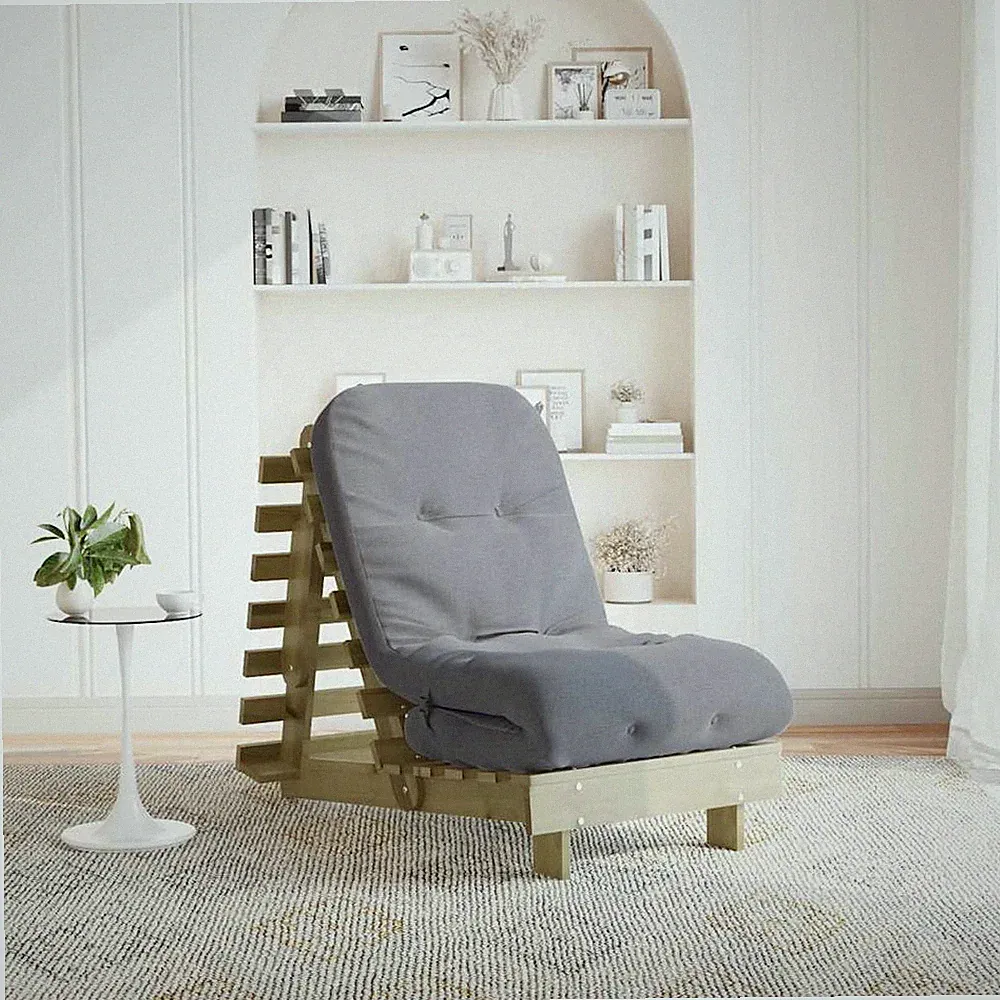 Futon Schlafsofa mit Matratze 60x206x11 cm imprägniertes Holz Kiefer