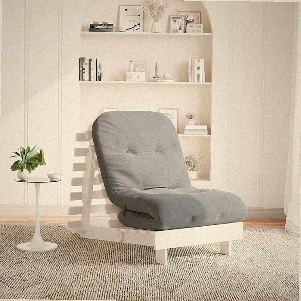 Futon Schlafsofa mit Matratze weiß 70x206x11 cm Massivholz Kiefer
