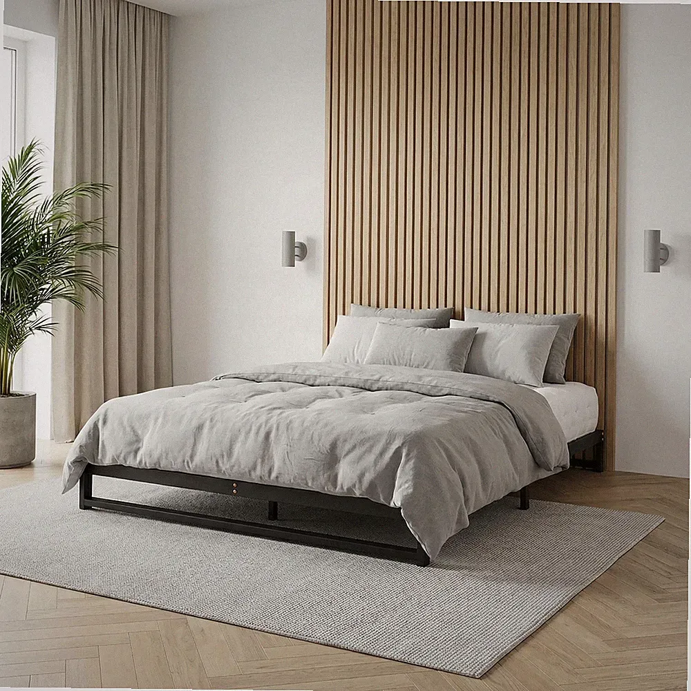 Futonbett 140x190 cm Bettgestell aus Metall mit Lattenrost