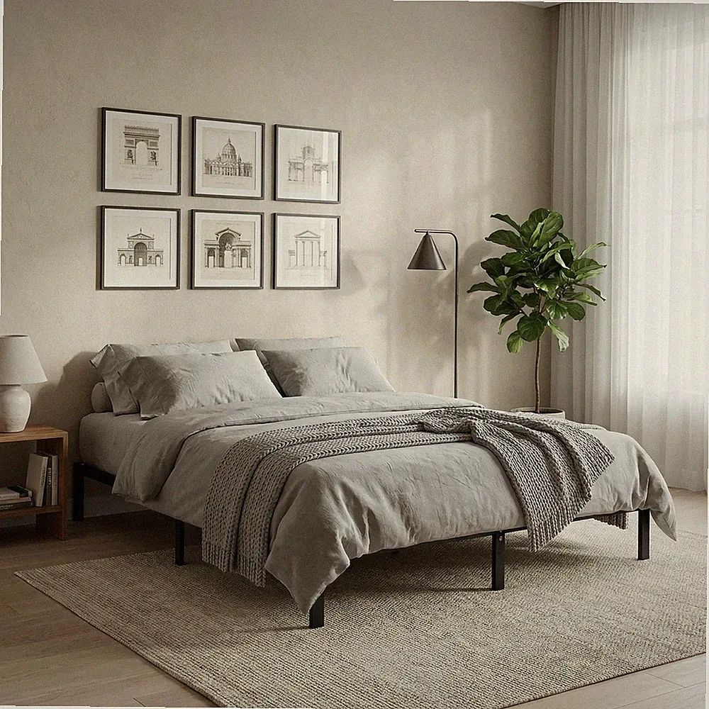 Futonbett 180x200 cm Bettgestell aus Metall mit Lattenrost