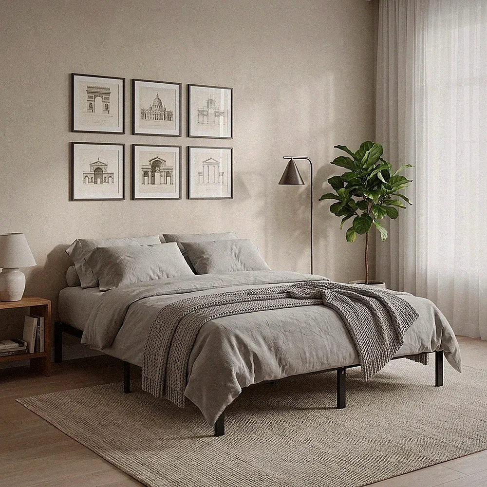 Futonbett 180x200 cm Bettgestell aus Metall mit Lattenrost