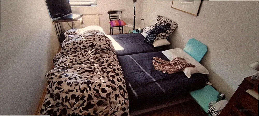 Futonbett 4qm Braun Türkis ohne Schrauben mit vier Ablagen ab Juli verkäuflich