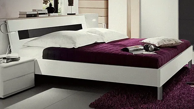 Futonbett Easy Beds C 180x200 Bett Doppelbett in weiß und Glas schwarz