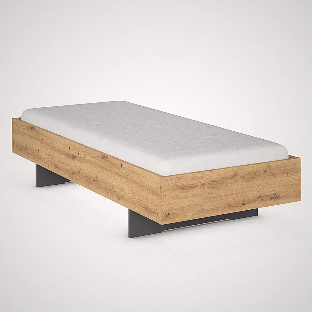 Futonbett - Eiche Artisan - 90x200 cm Bett Polsterbett Doppelbett