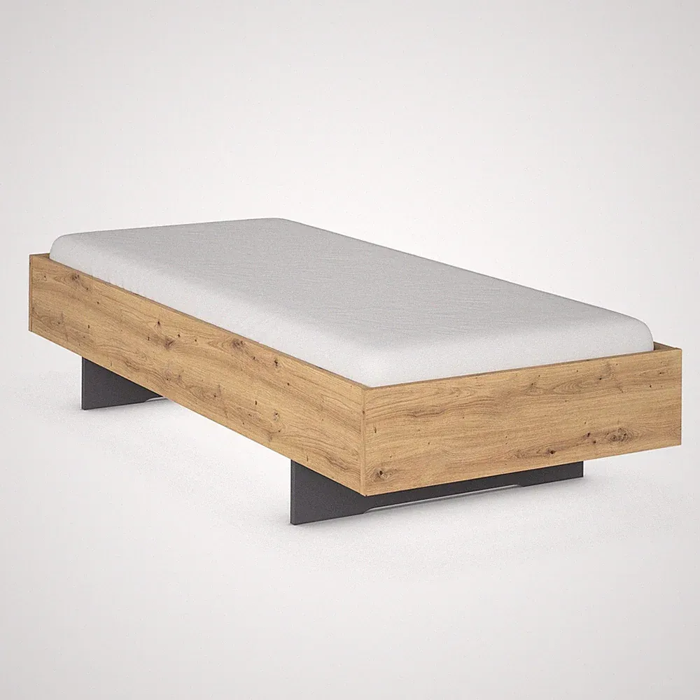 Futonbett - Eiche Artisan - 90x200 cm Bett Polsterbett Doppelbett
