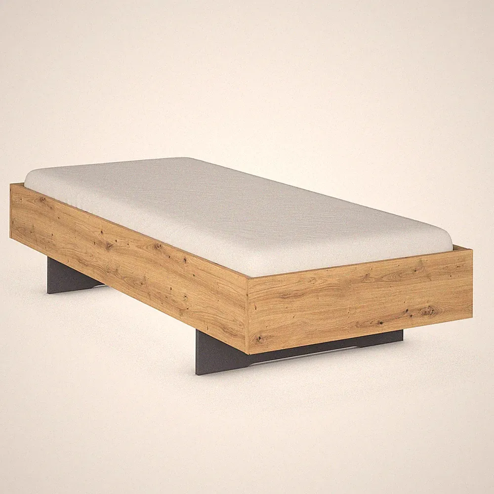 Futonbett - Eiche Artisan - 90x200 cm Bett Polsterbett Doppelbett